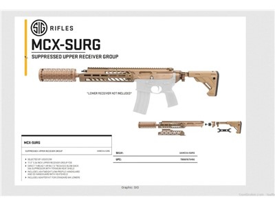 Sig Sauer MCX SURG Suppressed Upper Receiver Kit, 5.56mm, 11.5" BBL