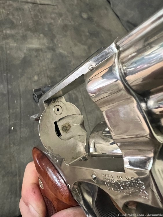 Smith & Wesson model 29 nickel revolver 6 shot 6” barrel wood grips holster-img-8