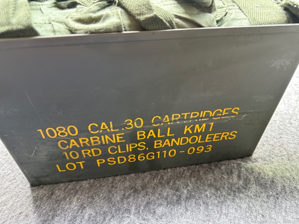 1080 Rounds-South Korean 30 Carbine M1 Ammo-In Bandoliers on Clips-FMJ Ball-img-6