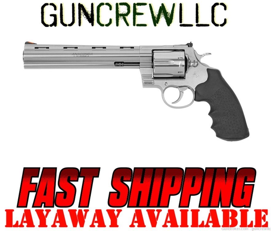 Colt Anaconda SP8RTS Stainless SS 8" 44Mag 44 Mag 6 shot New Layaway-img-0