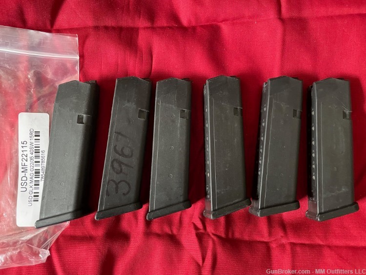 Glock 22 series Factory Mags .40 S&W 15 rd (6) PreOwned MF22115 No CC Fee-img-0