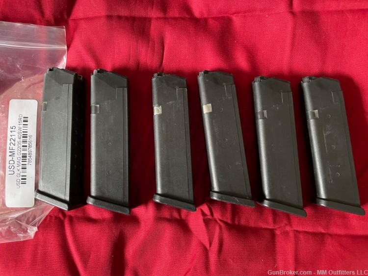 Glock 22 series Factory Mags .40 S&W 15 rd (6) PreOwned MF22115 No CC Fee-img-1