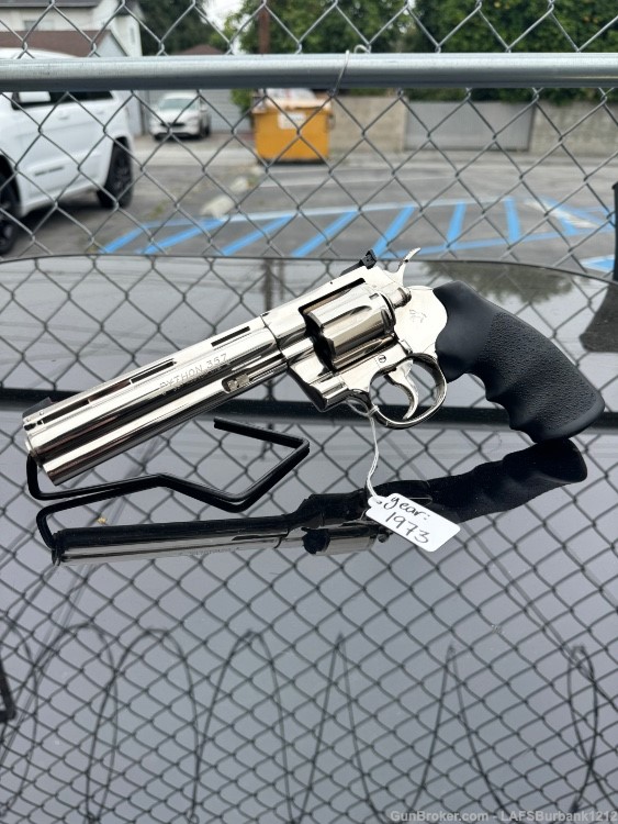 Colt Python 6" Nikel .357 Magnum Revolver 1973-img-0