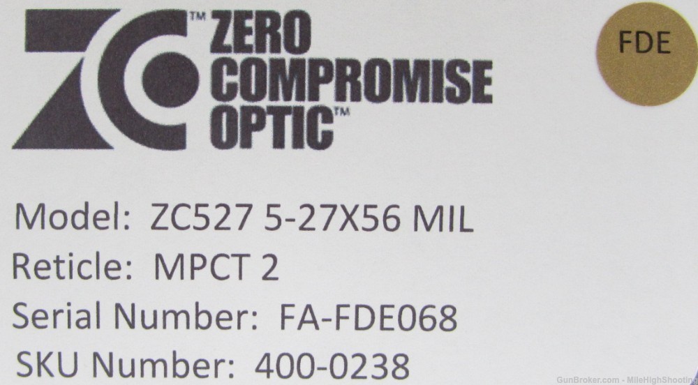 DEMO: Zero Compromise ZCO ZC527 5-27x56 MIL MPCT2 400-0238 ZC527-2 FDE -img-19