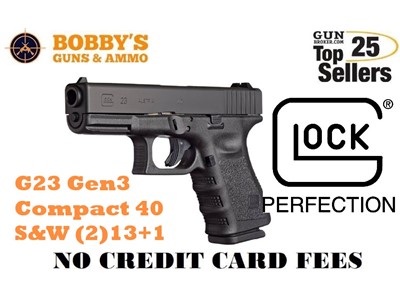 Glock PI2350203 G23 Gen3 Compact 40 S&W (2) 13+1 Mags 4"