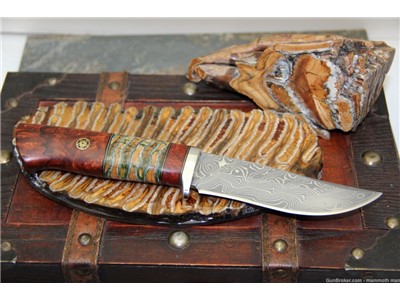 Custom Mammoth Tooth burl wood handle Damascus blade