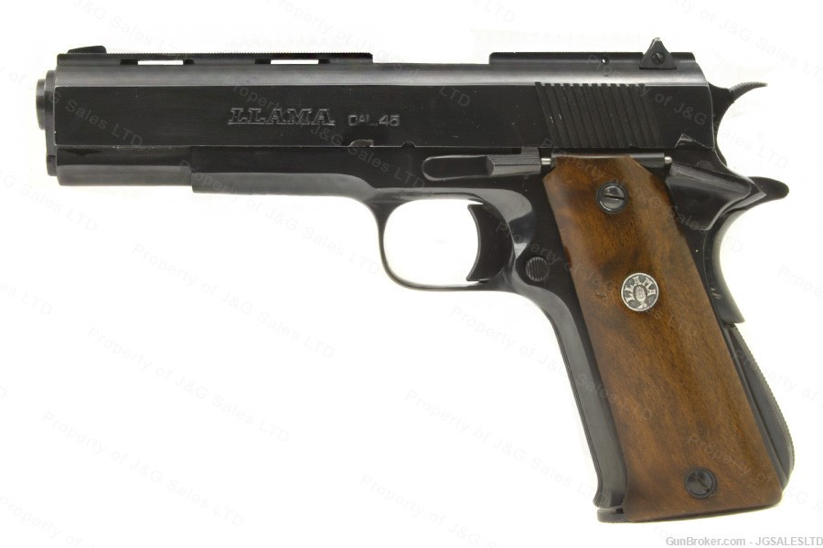 LLAMA IXA 45ACP 1911 Style Pistol, Polished Blue, Wood Grips, 1982 Stoeger-img-1