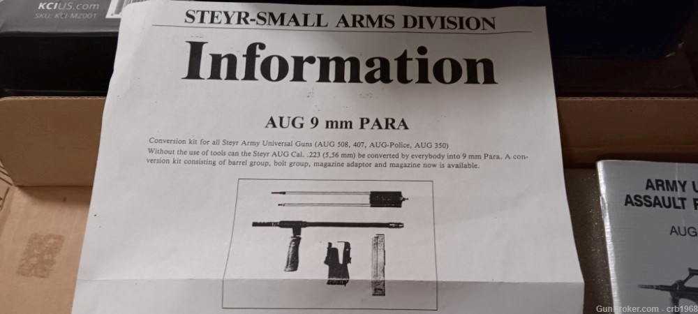 Rare Factory Steyr AUG 9mm conversion kit nib sn#142 matching   ( I trade )-img-4