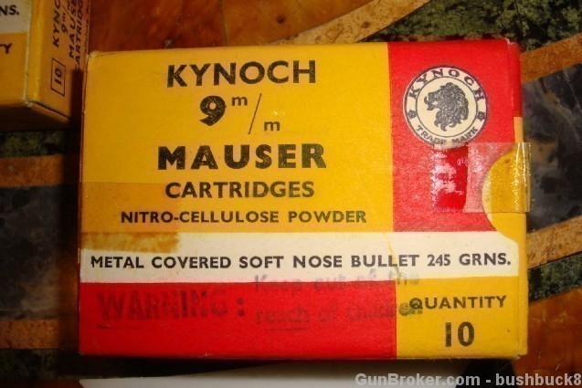 5 Boxes of 10 Kynoch 9 MM Mauser Cartridges 9MM 9×57mm Mauser 50 Rounds-img-1