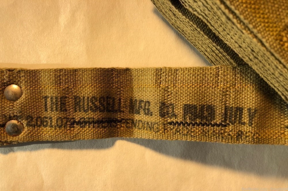 1943  WWII .50 BMG 100+ Round Olive Drab Green Color Cloth Belt with Buckle-img-4