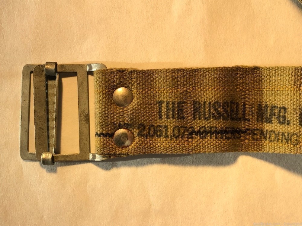 1943  WWII .50 BMG 100+ Round Olive Drab Green Color Cloth Belt with Buckle-img-5