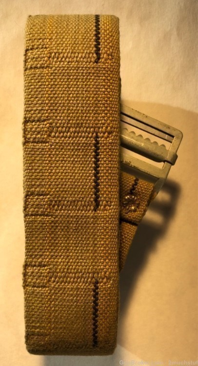 1943  WWII .50 BMG 100+ Round Olive Drab Green Color Cloth Belt with Buckle-img-0