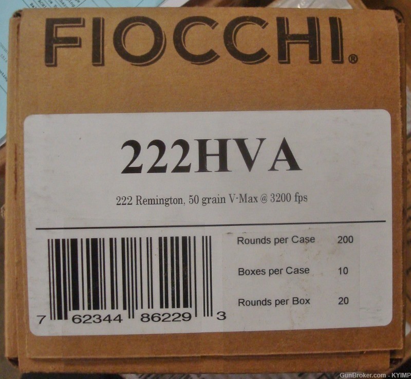 40 FIOCCHI 222 Remington 50 gr VMAX Field Dynamics NEW ammunition 222HVA-img-3