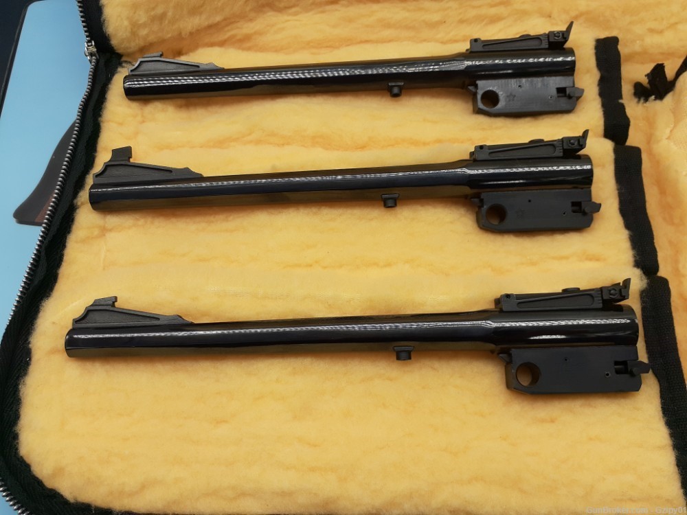 Like New T/C Contender 25-35 winchester, 45 colt, 357 mag barrels with case-img-0