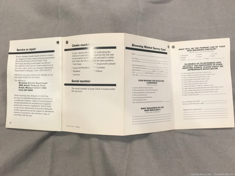 Browning Citori Instruction Manual 1980's Original-img-3