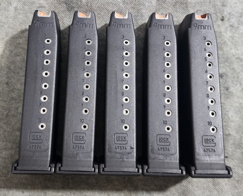 Lot of 5 UNUSED Glock 43x/48 9mm Magazines 10 Round Capacity-img-0