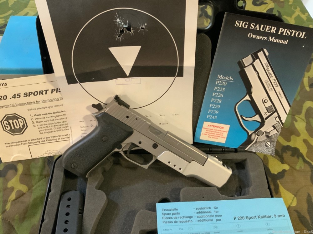 Sig Sauer P220 Sport Model with rare barrel weight for 45acp -img-1