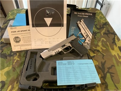 Sig Sauer P220 Sport Model with rare barrel weight for 45acp 
