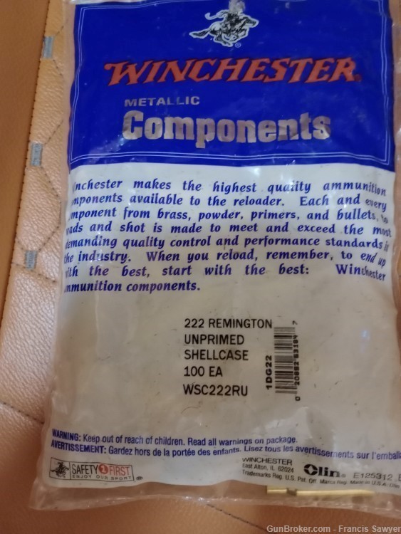 222 Remington Brass 100 count of WW SUPER / Winchester made brass.-img-0