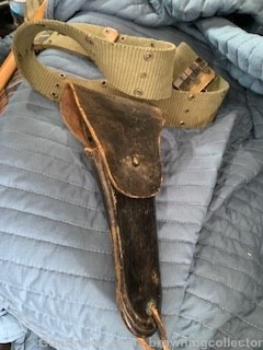 WWII Boyt 44 leather flap holster web belt lanyard 1911 45-img-1