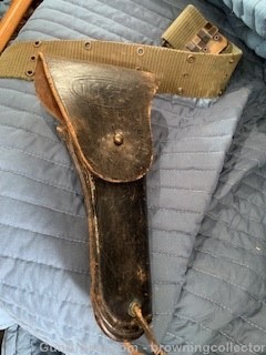 WWII Boyt 44 leather flap holster web belt lanyard 1911 45-img-4