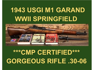 M1 GARAND CMP 1943 SPRINGFIELD ARMORY EXC. VAR BARREL WW2 BEAUTIFUL GARAND