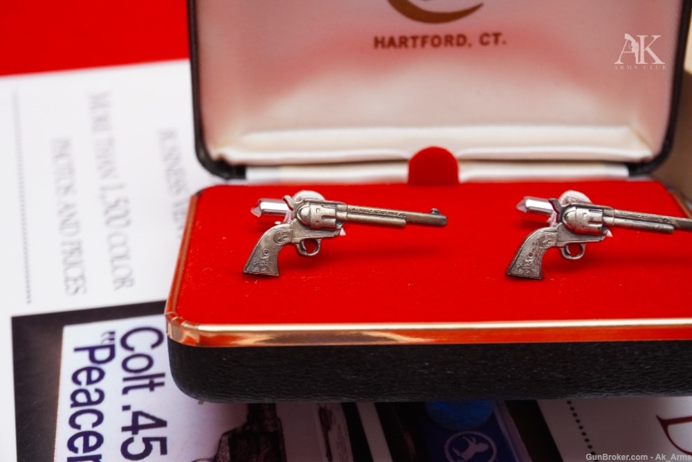 Ultra Rare Colt SAA Silver Plated Factory Cuff Links In Presentation Case!-img-1