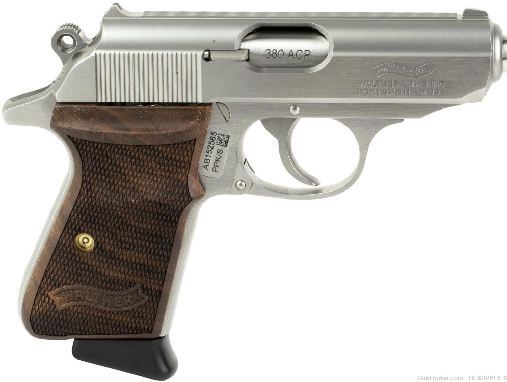 WALTHER ARMS PPK/S LIMITED STAINLESS FINISH WALNUT GRIPS 3.3" BBL .380ACP  -img-0