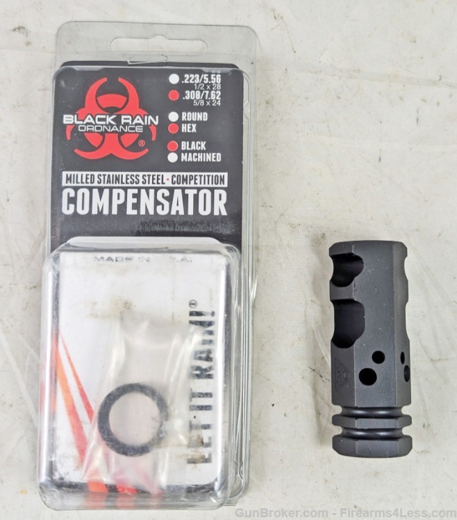 Black Rain 30 Caliber Hex Muzzle Brake Compensator 5/8x24 Nitride AR10 308-img-0