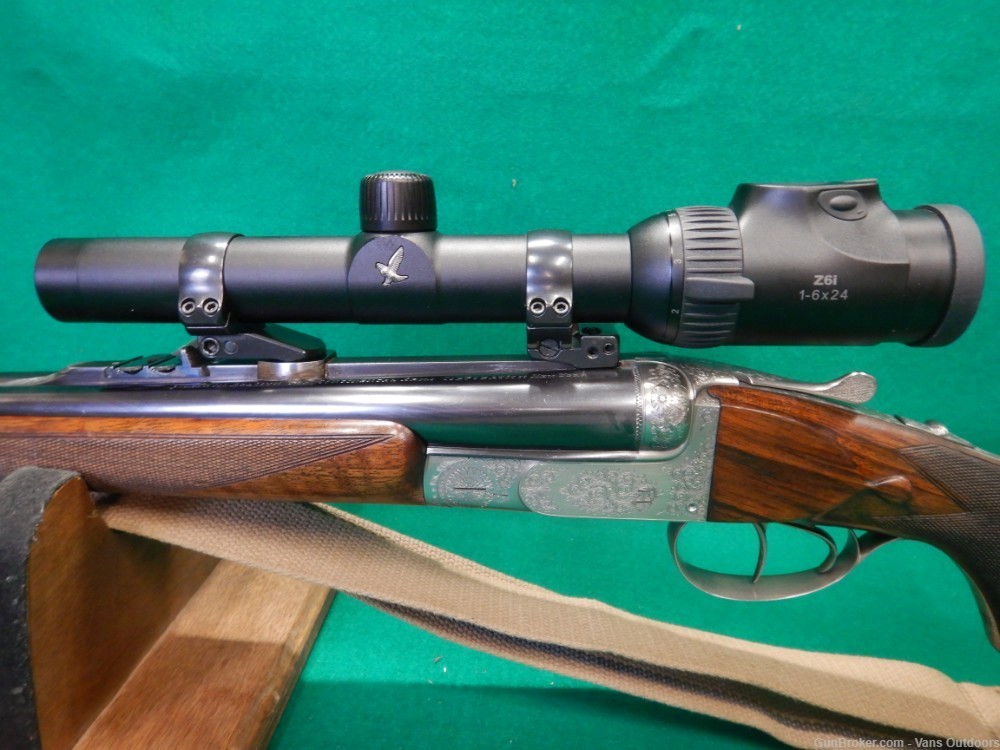 Belgium Continental Arms Engraved Double Rifle 375 H&H Magnum W/ Scope-img-6