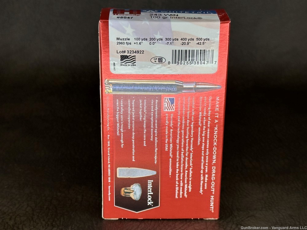 Hornady American Whitetail 243Win 100gr Boat Tail Soft Point! 100 Rounds!-img-2