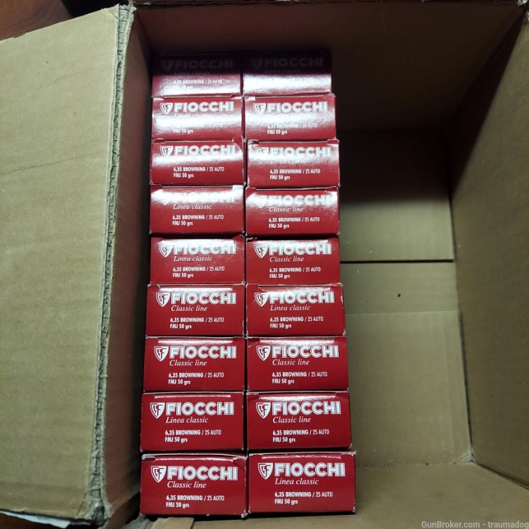 Fiocchi 25 Auto (6.35 Browning) 50 grain FMJ (900 rounds)-img-3