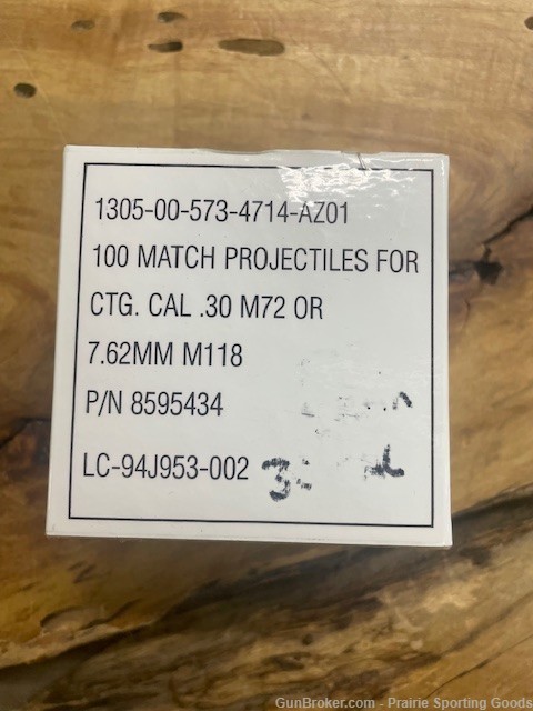 Box of 100 .30 Cal Match Bullets 173gr FMJBT-img-0