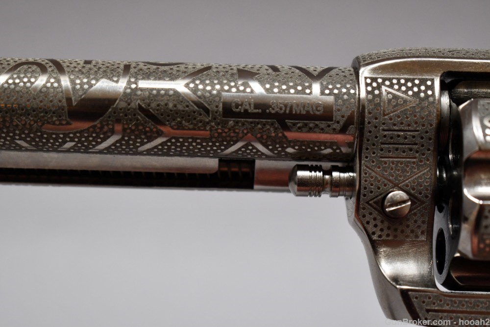 Excellent Taylors & Co 1873 Cattle Brand Engraved Nickel Revolver 357 Mag-img-14
