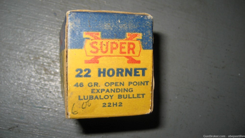 Vintage 22 Hornet Ammo Western Cartridge Co. Full Box 50 rds Super X-img-1