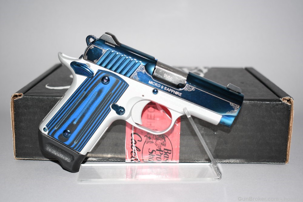 Excellent Kimber Micro 9 Sapphire Special Edition Pistol 9mm W Box Mags-img-0
