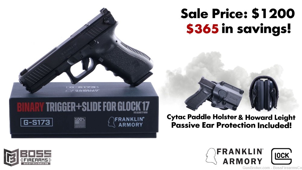 Franklin Amory/Glock 17 Gen 3 9mm Luger Binary Pistol 4.09" w/Extras!-img-0