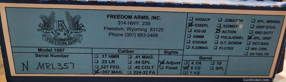 FREEDOM ARMS MODEL 97 PREMIER GRADE .357 .38SPCL - TWO CYLINDERS SET   NIB -img-2