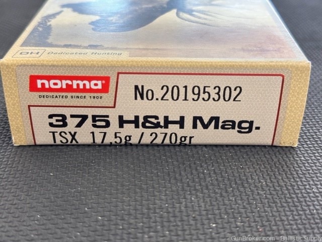 Norma .375 - 375 H&H 270 Grain TSX Bullet Ammunition-img-0