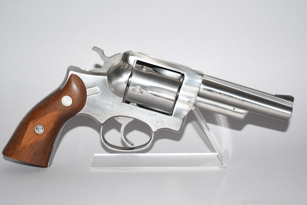 Nice Ruger Police Service Six Stainless Revolver 4" 357 Magnum-img-0