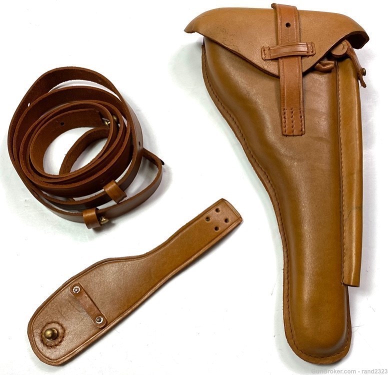 WWI GERMAN P08 ARTILLERY LUGER PISTOL HOLSTER & CARRY STRAP-img-0