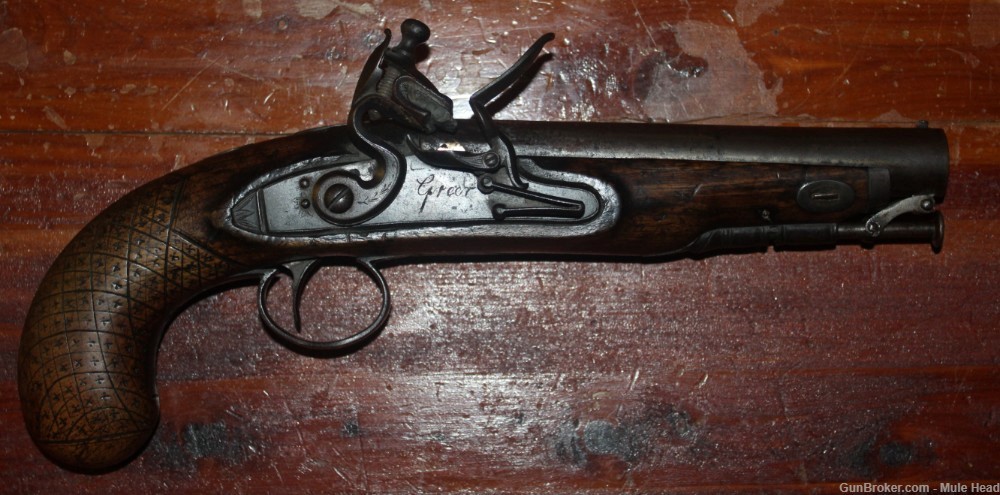 Flintlock pistol-lock marked Greer-img-0