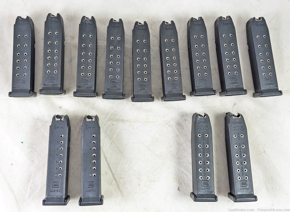 (13) Factory Glock 19 Magazines 9mm 15rd 10rd LE Austria 10 15 Restricted-img-0