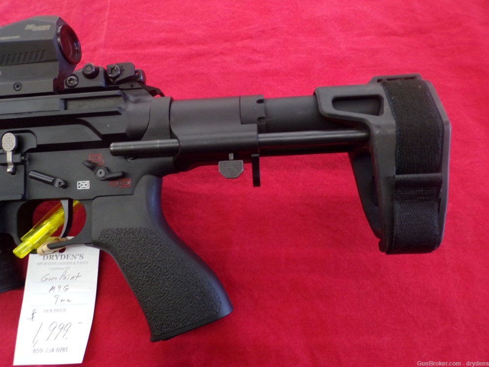 Gun Point M9G 9mm pistol w/ Maxim brace Knights Rail Sig Romeo 5 sight PDW-img-1