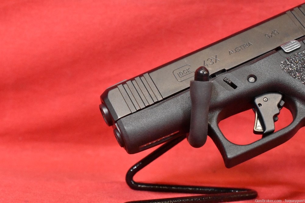 Glock 43X 3.4" 12rd Trijicon Sights Apex Tactical Trigger Warne Extension-img-3