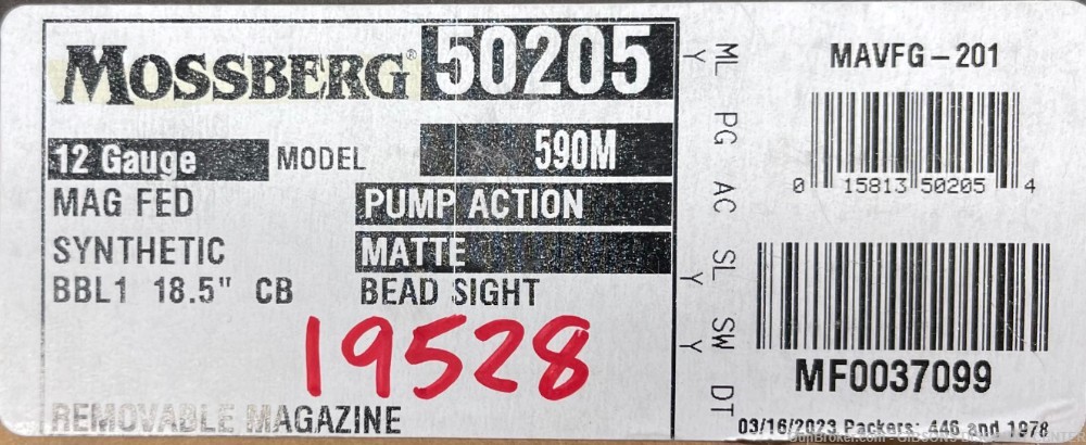 Mossberg 590M Pump Action, Bead Sight, 12G, 18.5" Penny Bid-img-8