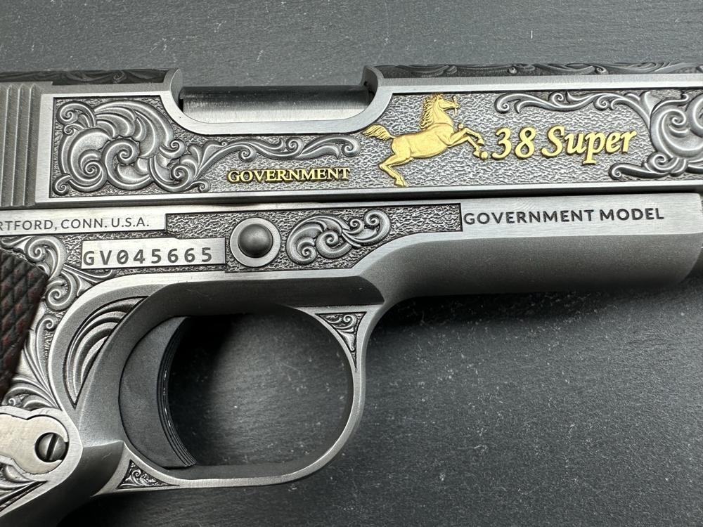 Colt 1911 .38 Super Dubber Engraved Scroll Gold Plated by Altamont-img-9