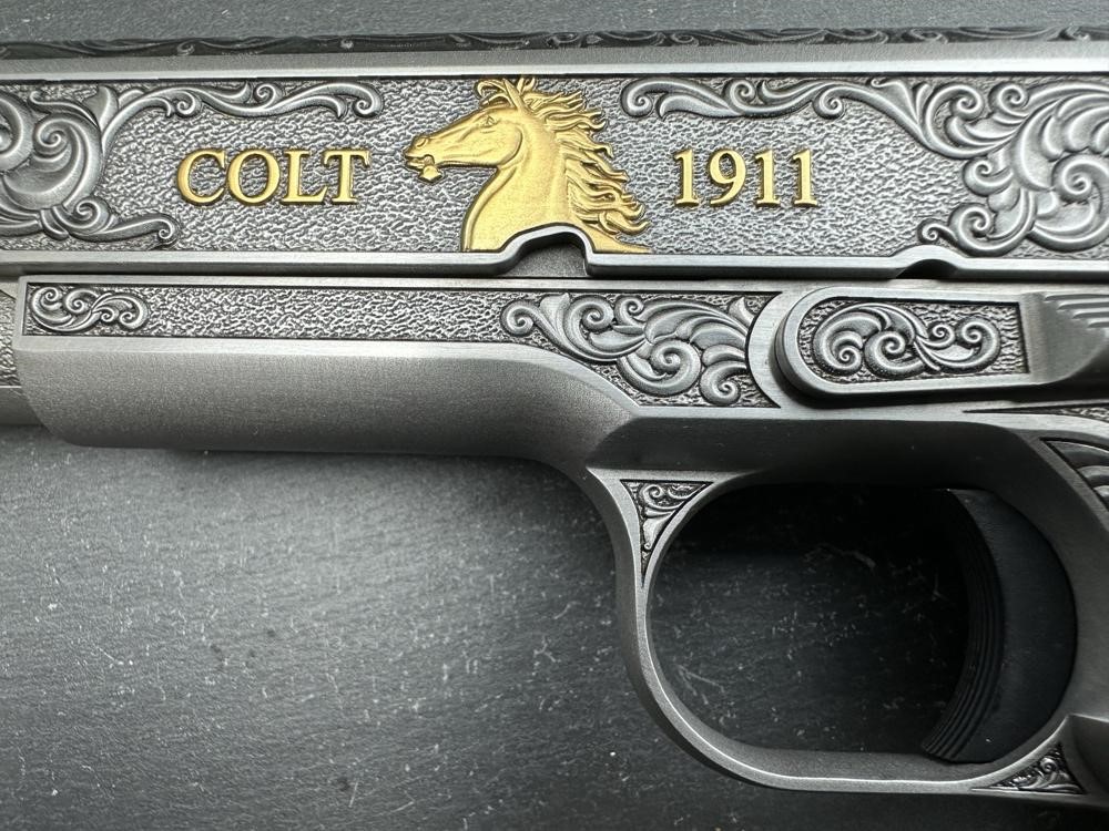Colt 1911 .38 Super Dubber Engraved Scroll Gold Plated by Altamont-img-2
