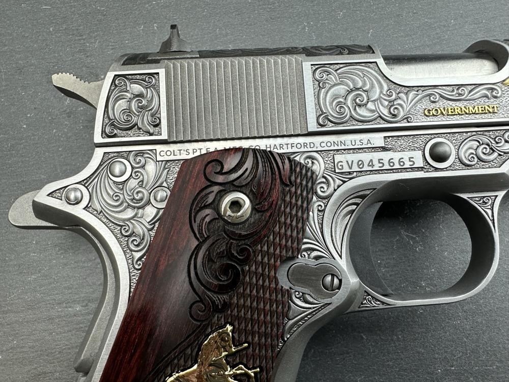 Colt 1911 .38 Super Dubber Engraved Scroll Gold Plated by Altamont-img-10