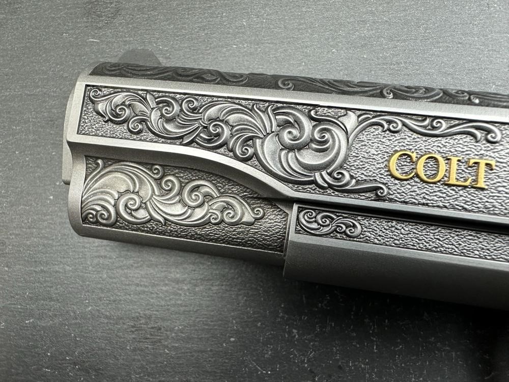 Colt 1911 .38 Super Dubber Engraved Scroll Gold Plated by Altamont-img-1